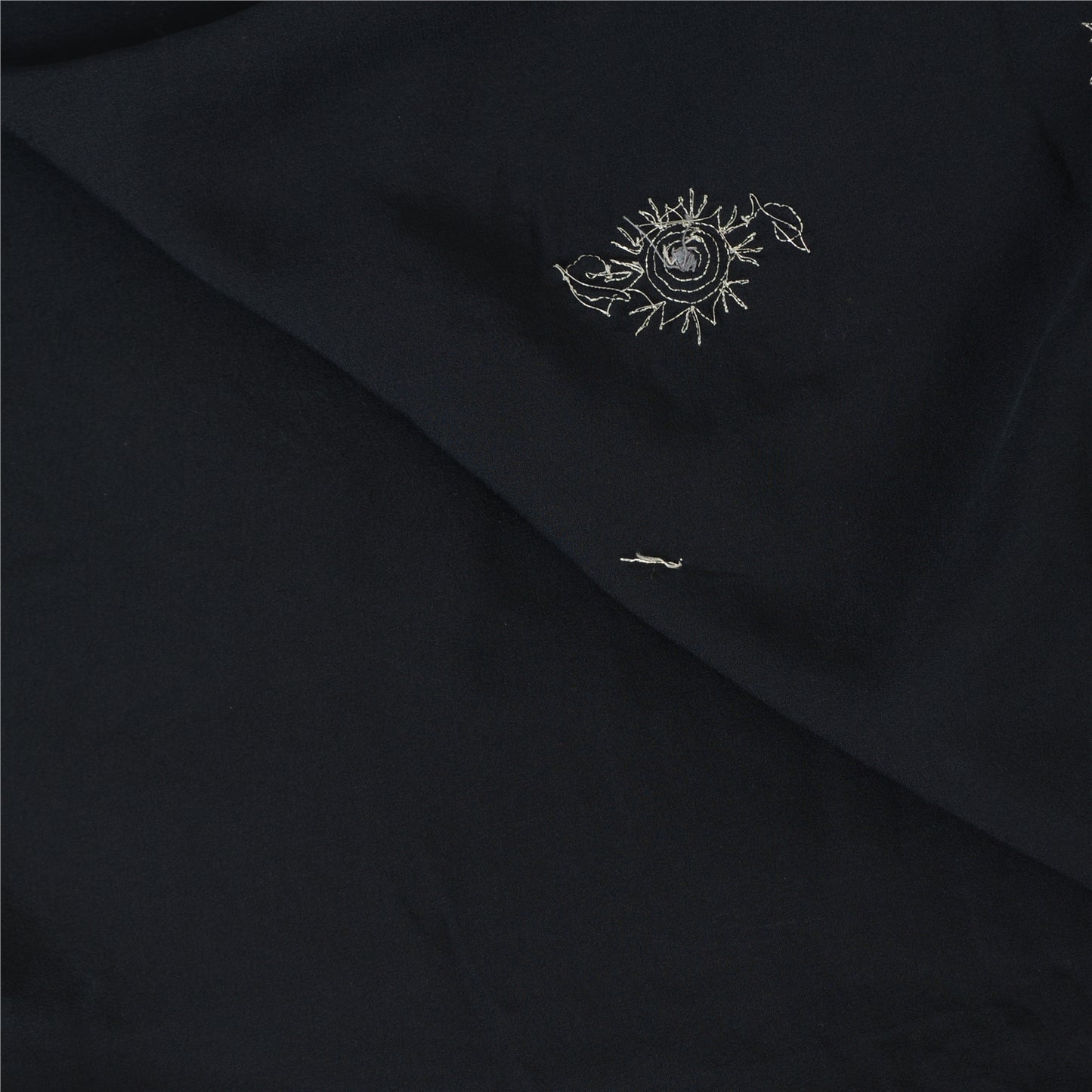 Sanskriti Vintage Black Sarees Pure Silk Hand Beaded Premium Sari Craft Fabric