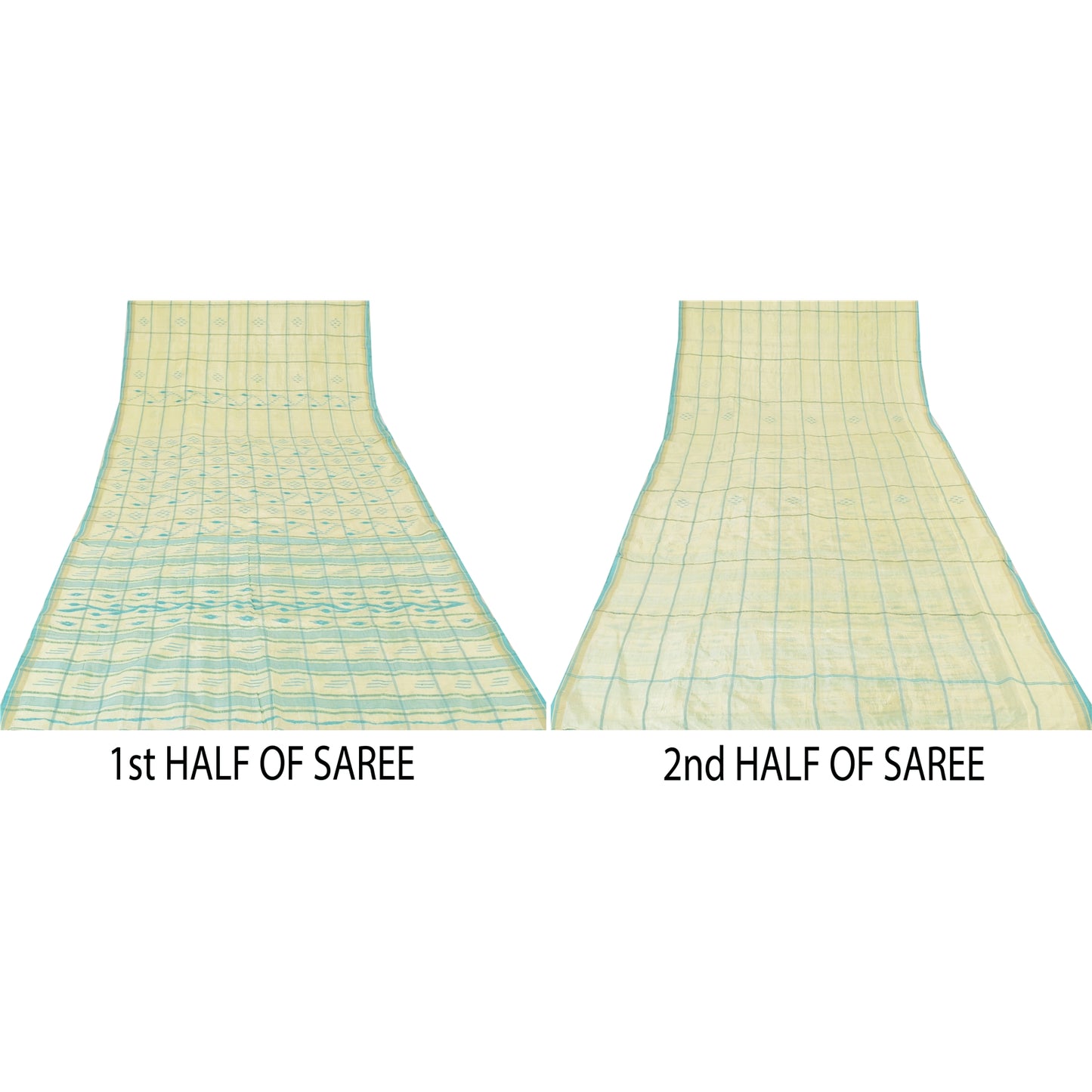 Sanskriti Vintage Indian Ivory Sarees Blend Silk Woven Tant Premium Sari Sustainable Fabric