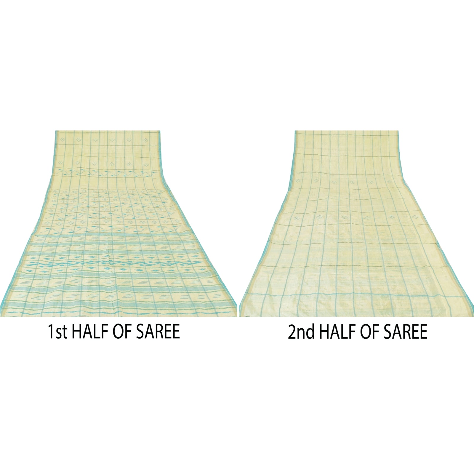 Sanskriti Vintage Ivory Blend Silk Saree: IndianTant Bengali Woven Of India Fabric 5yd Home Decor, Women Floral Outfit, Silk Scrap