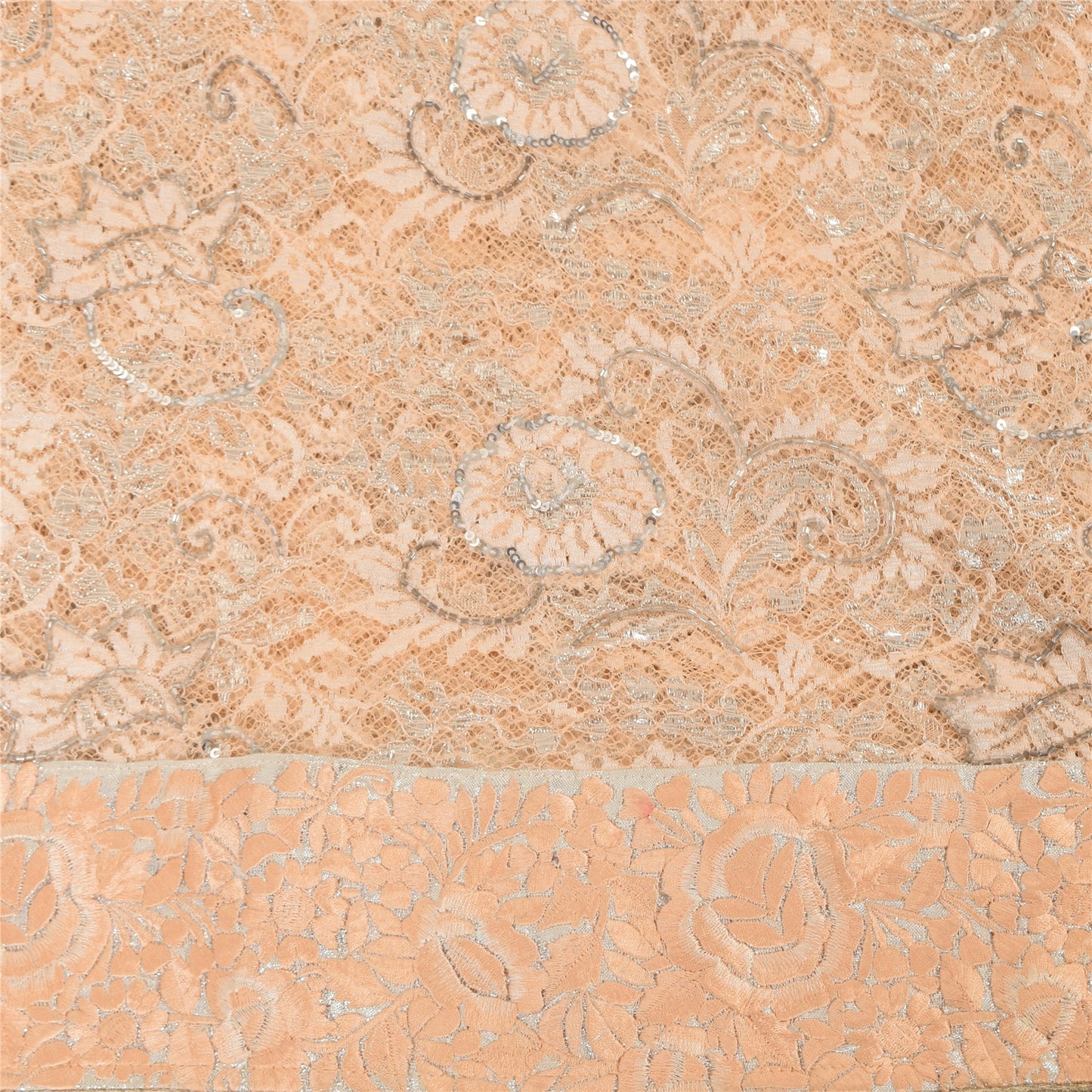 Sanskriti Vintage Peach Sarees Art Silk Hand Beaded Bollywood Sari Craft Sustainable Fabric