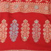 Sanskriti Vintage Red Sarees Pure Georgette Hand Beaded Premium Sari 5yd Sustainable Fabric