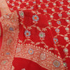 Sanskriti Vintage Red Sarees Pure Georgette Hand Beaded Premium Sari 5yd Sustainable Fabric