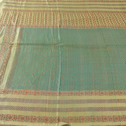 Sanskriti Vintage Green/Yellow Sarees Pure Silk Woven Premium Sari Craft Sustainable Fabric