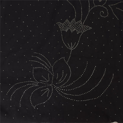 Sanskriti Vintage Indian Black Sarees Pure Silk Embroidered Mukeish Sari Sustainable Fabric