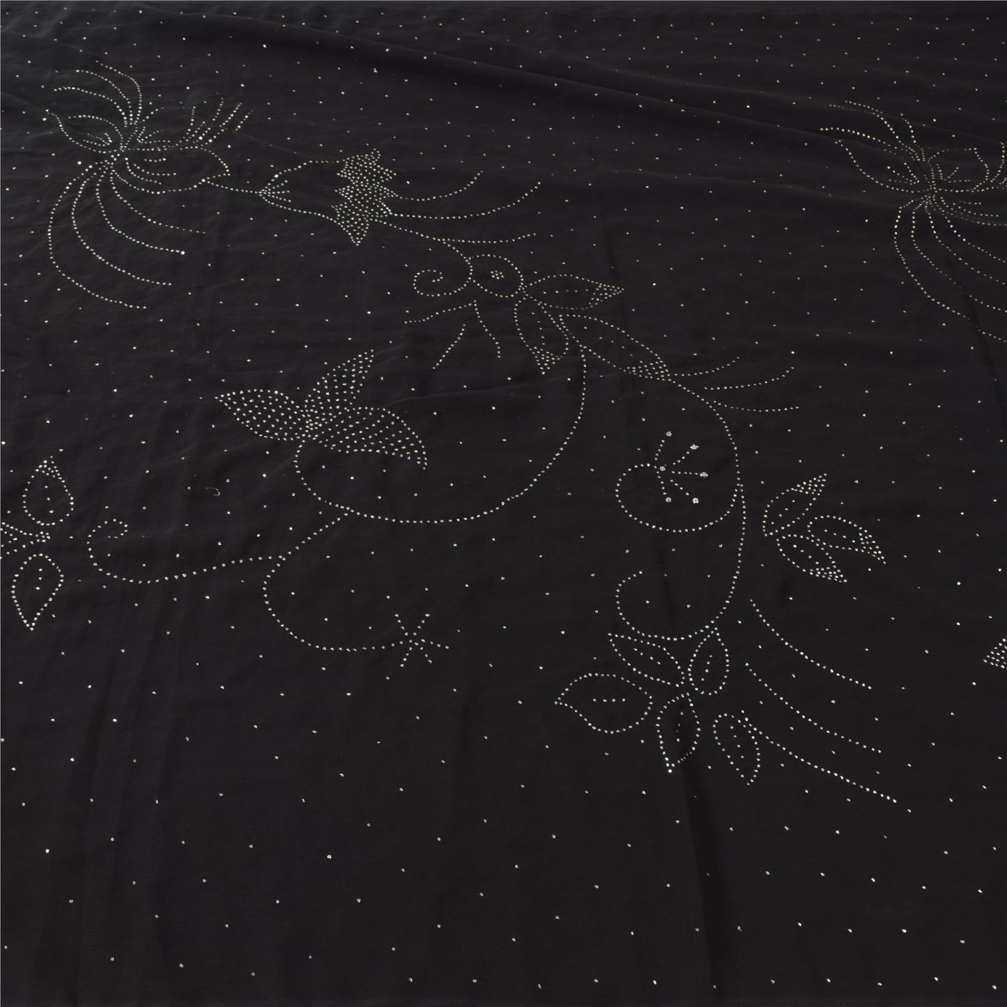 Sanskriti Vintage Indian Black Sarees Pure Silk Embroidered Mukeish Sari Sustainable Fabric