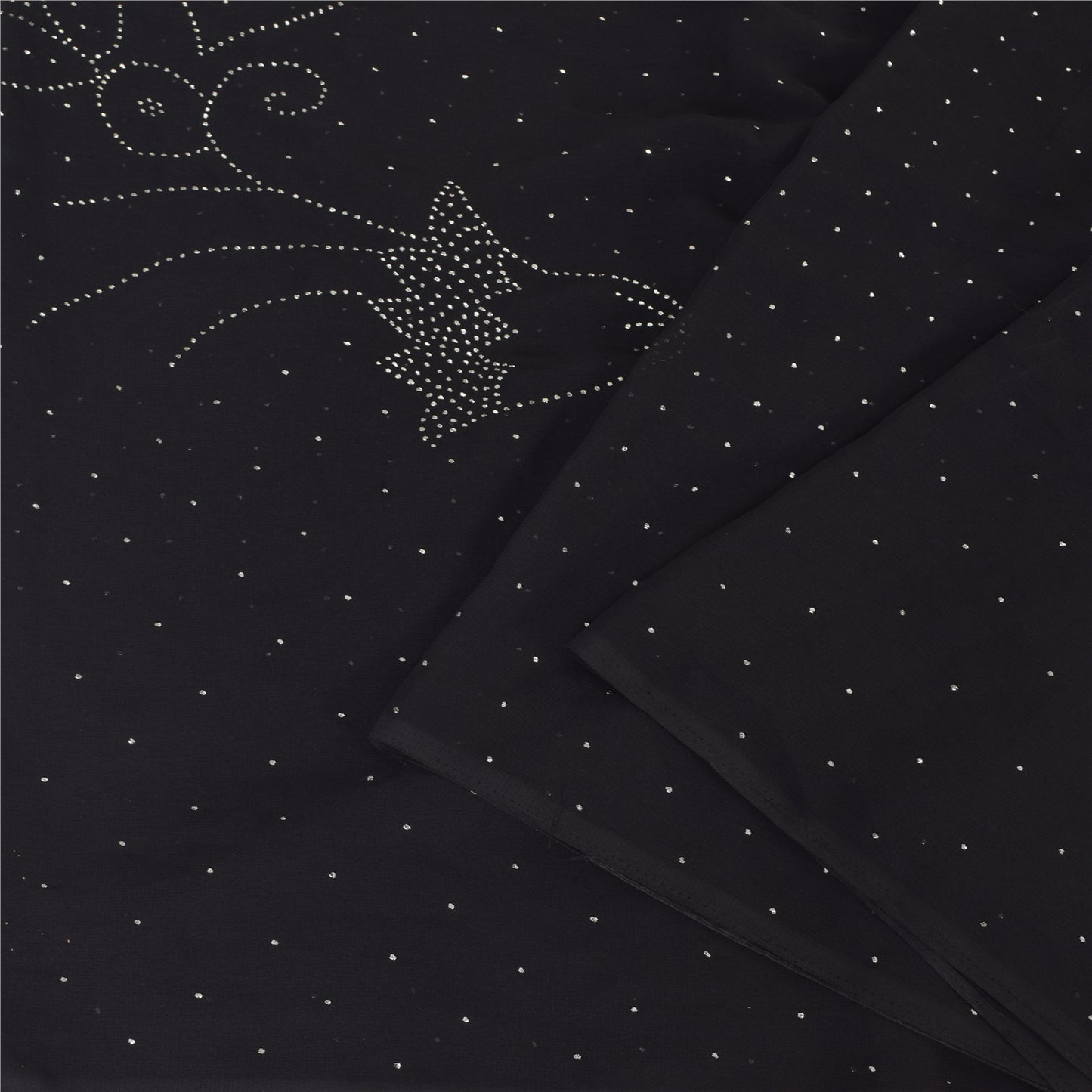 Sanskriti Vintage Indian Black Sarees Pure Silk Embroidered Mukeish Sari Sustainable Fabric