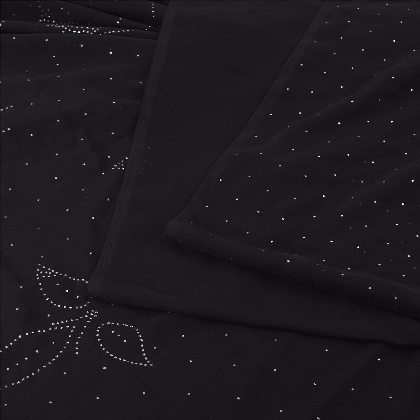 Sanskriti Vintage Indian Black Sarees Pure Silk Embroidered Mukeish Sari Sustainable Fabric