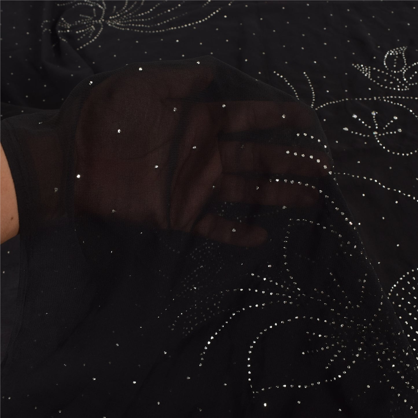 Sanskriti Vintage Indian Black Sarees Pure Silk Embroidered Mukeish Sari Sustainable Fabric