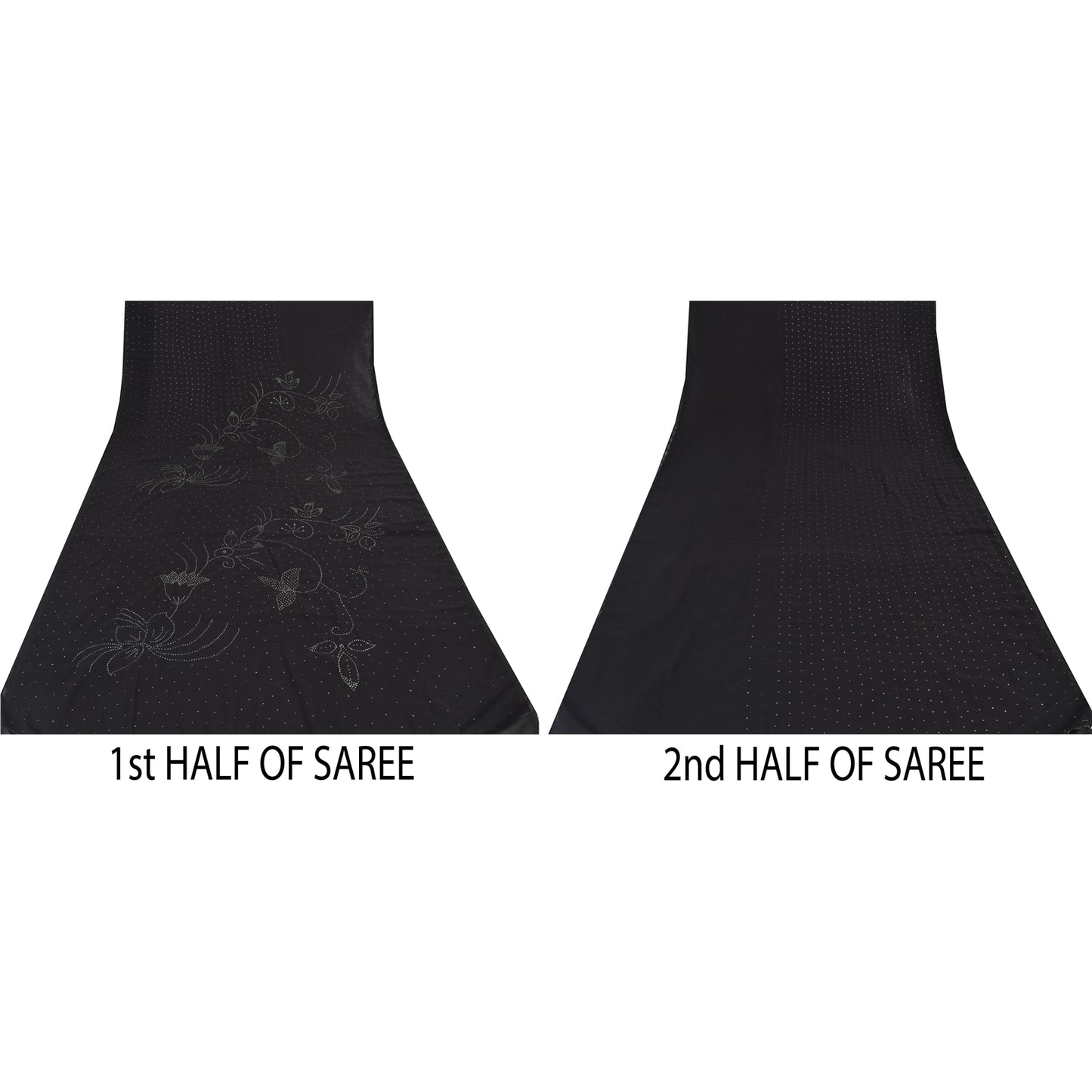 Sanskriti Vintage Indian Black Sarees Pure Silk Embroidered Mukeish Sari Sustainable Fabric