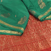 Sanskriti Vintage Red/Green Sarees Pure Silk Woven Premium Sari 5yd Craft Sustainable Fabric