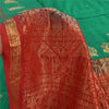 Sanskriti Vintage Red/Green Sarees Pure Silk Woven Premium Sari 5yd Craft Sustainable Fabric