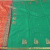 Sanskriti Vintage Red/Green Sarees Pure Silk Woven Premium Sari 5yd Craft Sustainable Fabric
