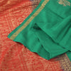 Sanskriti Vintage Red/Green Sarees Pure Silk Woven Premium Sari 5yd Craft Sustainable Fabric