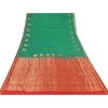 Sanskriti Vintage Red/Green Sarees Pure Silk Woven Premium Sari 5yd Craft Sustainable Fabric