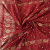 Sanskriti Vintage Red Sarees Pure Silk Hand Woven Premium Sari 5yd Craft Sustainable Fabric