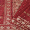 Sanskriti Vintage Red Sarees Pure Silk Hand Woven Premium Sari 5yd Craft Sustainable Fabric