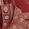 Sanskriti Vintage Red Sarees Pure Silk Hand Woven Premium Sari 5yd Craft Sustainable Fabric