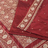 Sanskriti Vintage Red Sarees Pure Silk Hand Woven Premium Sari 5yd Craft Sustainable Fabric