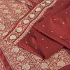 Sanskriti Vintage Red Sarees Pure Silk Hand Woven Premium Sari 5yd Craft Sustainable Fabric