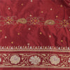 Sanskriti Vintage Red Sarees Pure Silk Hand Woven Premium Sari 5yd Craft Sustainable Fabric