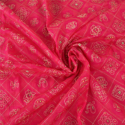 Sanskriti Vintage Pink Sarees Pure Silk Hand Bead Gharchola Bandhani Sari Fabric