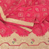 Sanskriti Vintage Pink Sarees Pure Silk Hand Bead Gharchola Bandhani Sari Fabric