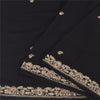 Sanskriti Vintage Black Sarees Georgette Hand Beaded Ethnic Sari 5ydCraft Fabric