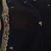 Sanskriti Vintage Black Sarees Georgette Hand Beaded Ethnic Sari 5ydCraft Fabric