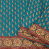 Sanskriti Vintage Blue Sarees Pure Georgette Hand Beaded Zari Sari 5yd Fabric