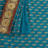 Sanskriti Vintage Blue Sarees Pure Georgette Hand Beaded Zari Sari 5yd Fabric
