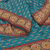 Sanskriti Vintage Blue Sarees Pure Georgette Hand Beaded Zari Sari 5yd Fabric