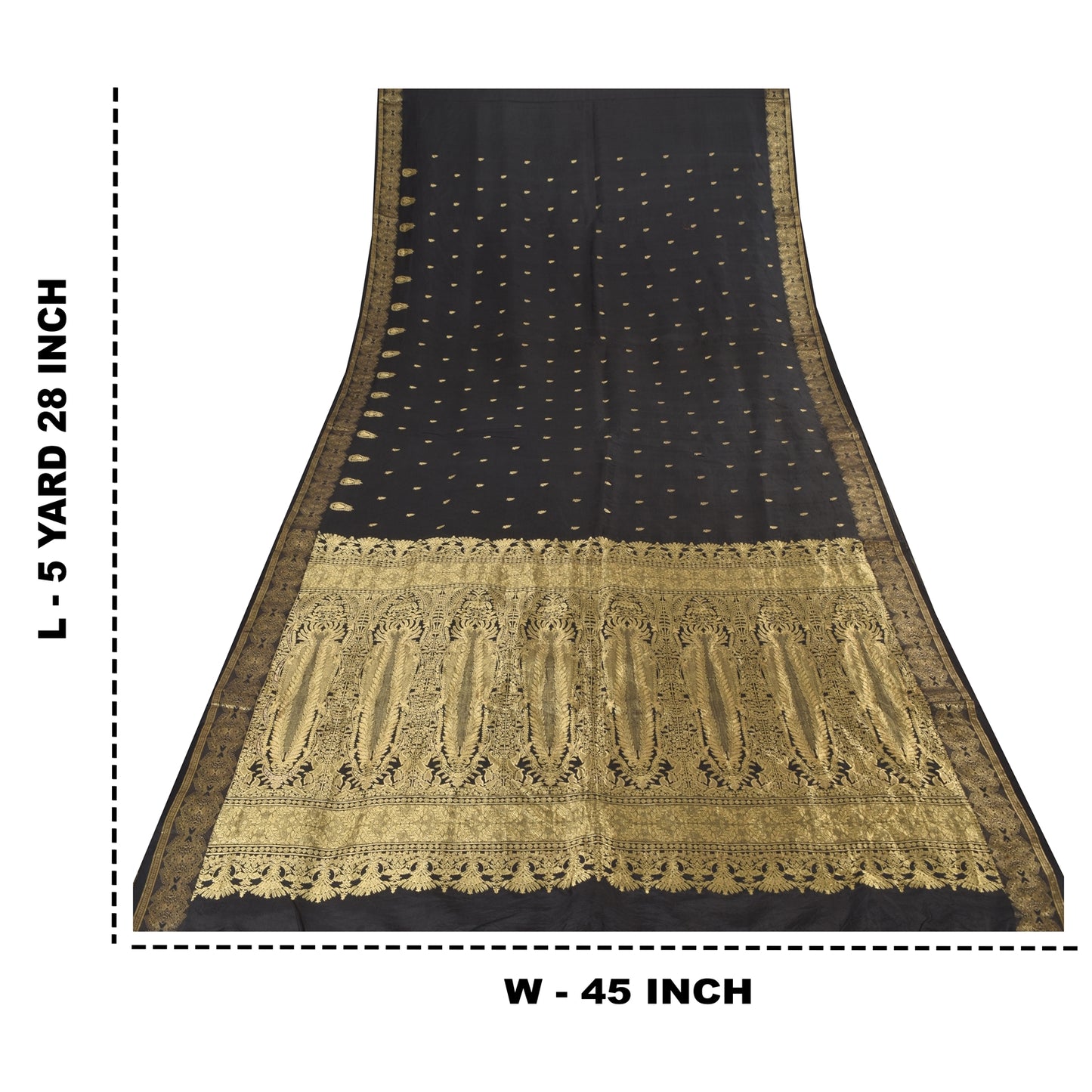 Sanskriti Vintage Indiske Sorte Sareer Ren Silke Vævet Etnisk Sari Håndværk Bæredygtigt Stof