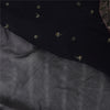 Sanskriti Vintage Black Sarees Pure Georgette Hand Bead Sequins Sari 6 YD Fabric