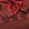 Sanskriti Vintage Dark Red Sarees Pure Silk Woven Premium Sari 5yd Craft Sustainable Fabric