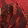 Sanskriti Vintage Dark Red Sarees Pure Silk Woven Premium Sari 5yd Craft Sustainable Fabric