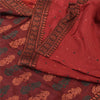 Sanskriti Vintage Dark Red Sarees Pure Silk Woven Premium Sari 5yd Craft Sustainable Fabric