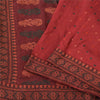 Sanskriti Vintage Dark Red Sarees Pure Silk Woven Premium Sari 5yd Craft Sustainable Fabric