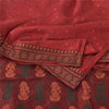 Sanskriti Vintage Dark Red Sarees Pure Silk Woven Premium Sari 5yd Craft Sustainable Fabric