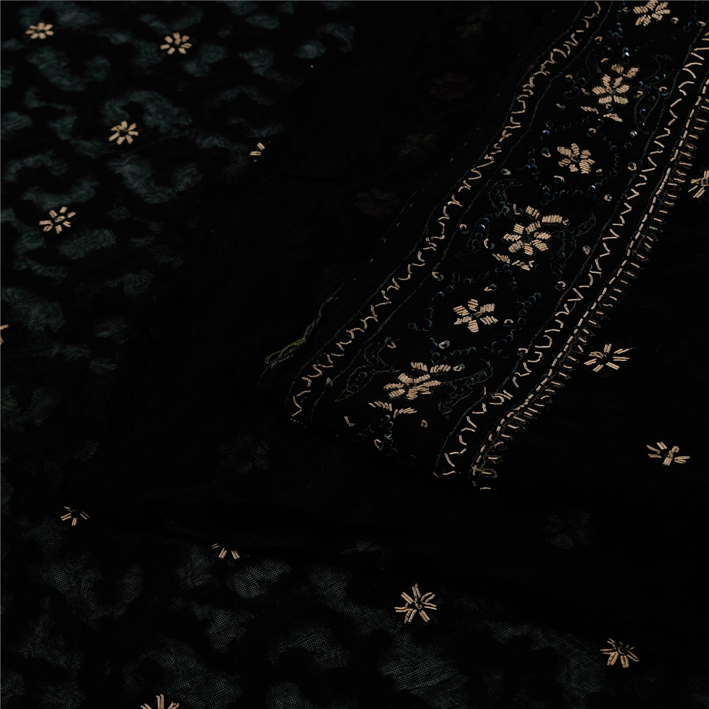Sanskriti Vintage Black Sarees Pure Silk Hand Beaded Premium Sari Craft Fabric