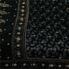 Sanskriti Vintage Black Sarees Pure Silk Hand Beaded Premium Sari Craft Fabric