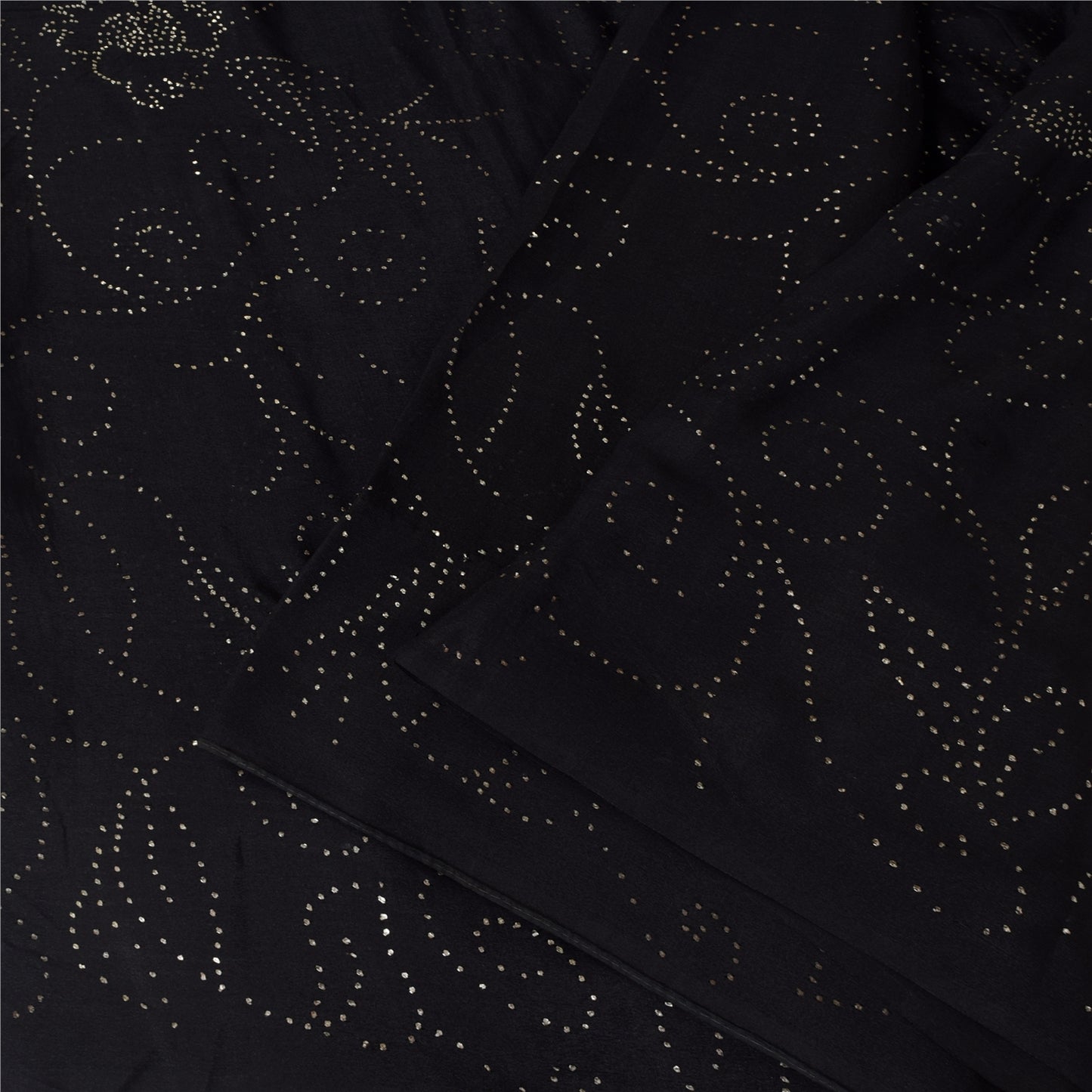 Sanskriti Vintage Black Sarees Pure Crepe Mukeish Premium Sari 5yd Craft Sustainable Fabric