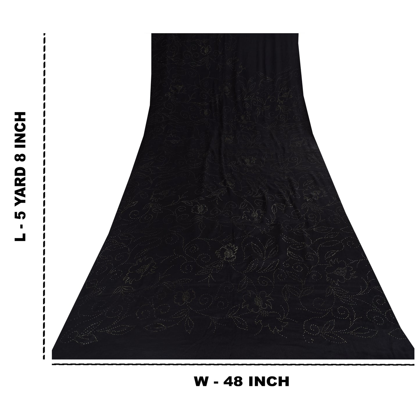 Sanskriti Vintage Black Sarees Pure Crepe Mukeish Premium Sari 5yd Craft Sustainable Fabric