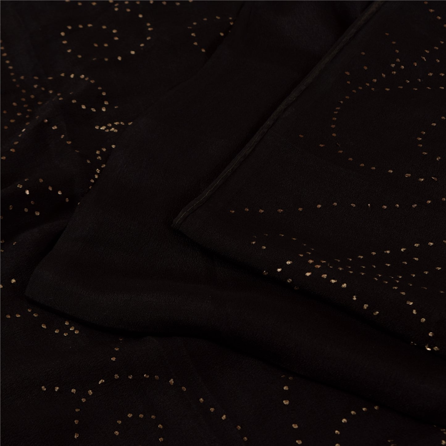 Sanskriti Vintage Black Sarees Pure Crepe Mukeish Premium Sari 5yd Craft Sustainable Fabric