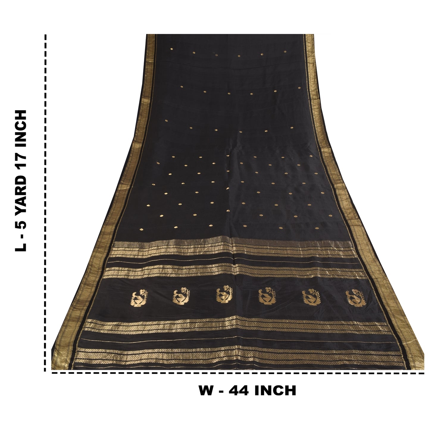 Sanskriti Vintage Indian Black Sarees Pure Silk Woven Ethnic Sari Craft Fabric