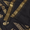 Sanskriti Vintage Indian Black Sarees Pure Silk Woven Ethnic Sari Craft Fabric