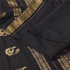 Sanskriti Vintage Indian Black Sarees Pure Silk Woven Ethnic Sari Craft Fabric
