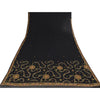 Sanskriti Vintage Black Sarees Georgette Hand Embroidered Sari 6yd Craft Sustainable Fabric