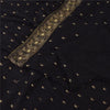 Sanskriti Vintage Black Sarees Pure Georgette Hand Beaded Sari 6yd Craft Sustainable Fabric