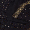 Sanskriti Vintage Black Sarees Pure Georgette Hand Beaded Sari 6yd Craft Sustainable Fabric