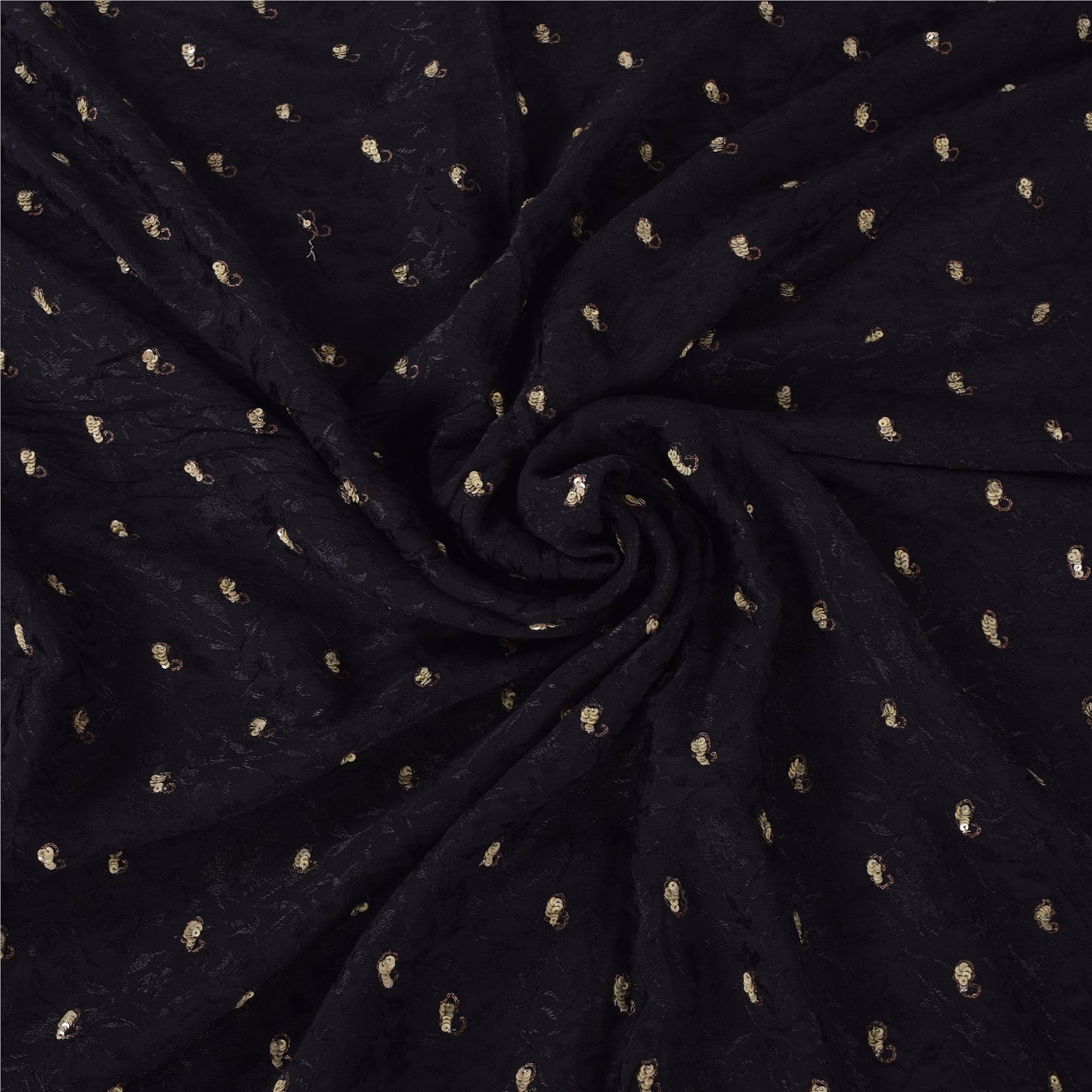 Sanskriti Vintage Black Sarees Pure Georgette Hand Beaded Sari 6yd Craft Sustainable Fabric